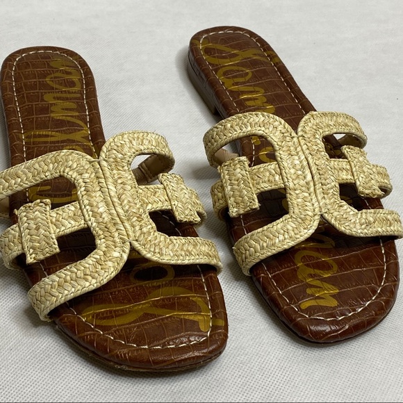 !SOLD! Sam Edelman beckie straw slide on sandals. - Picture 2 of 5